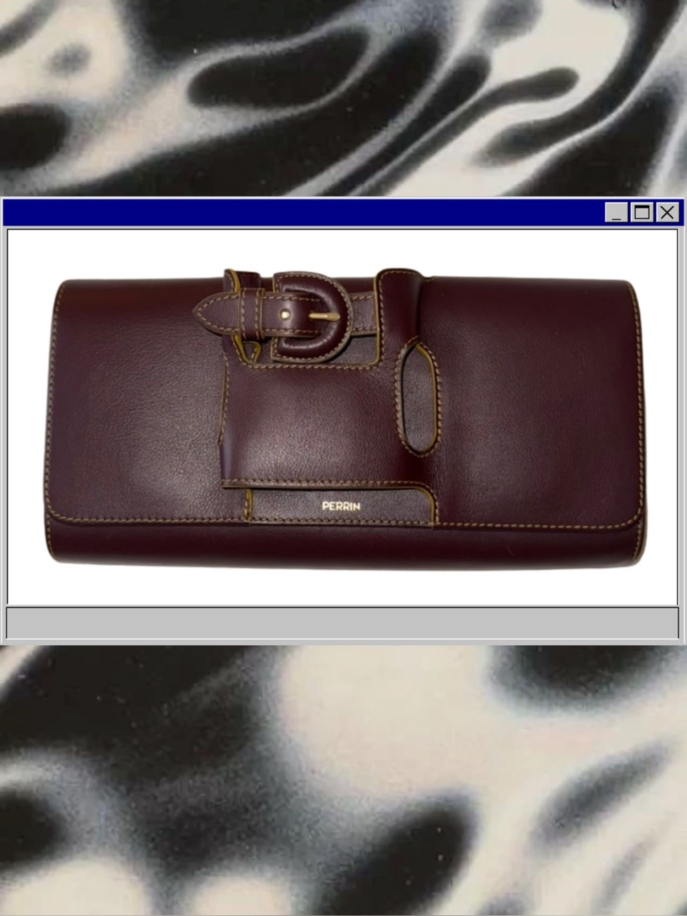 Perrin Burgundy Leather Clutch with Buckle Accent